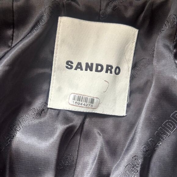Sandro Denim Jacket with Leather Collar - Picture 8 of 16